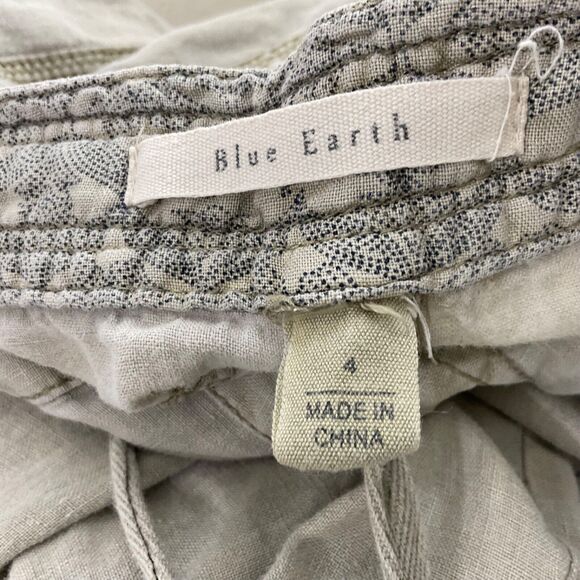 Blue Earth 100% Linen Pants women’s 4 Pants Drawstring Waist pockets roll tab - Picture 4 of 13